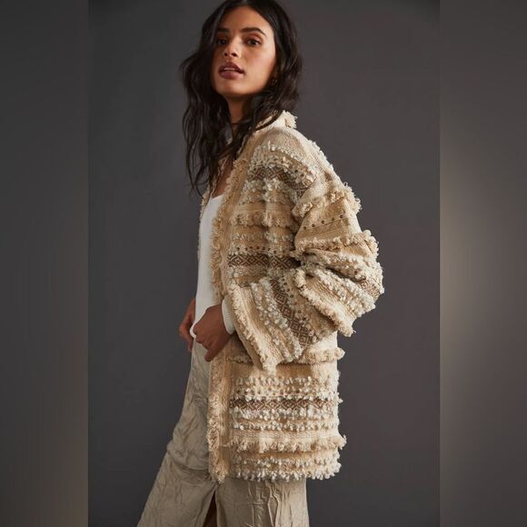 DOLAN Collection Anthropologie Fringed Textured Jacket Medium - Picture 3 of 8